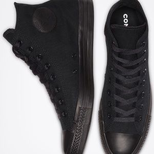 Converse All Black High Tops Size 7